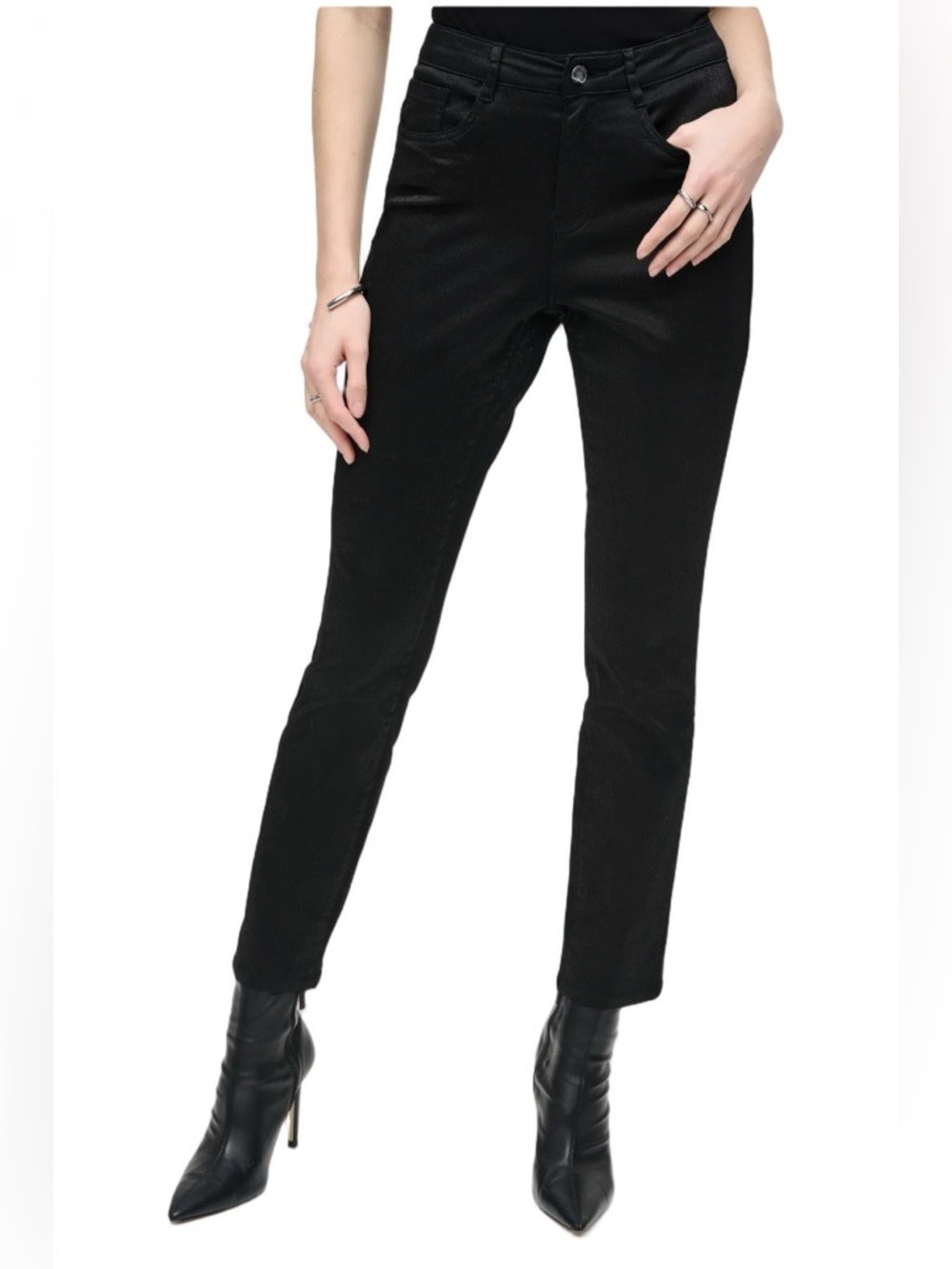 Joseph Ribkoff Slim Casual Black Jeans w/ Shimmer Size 10
